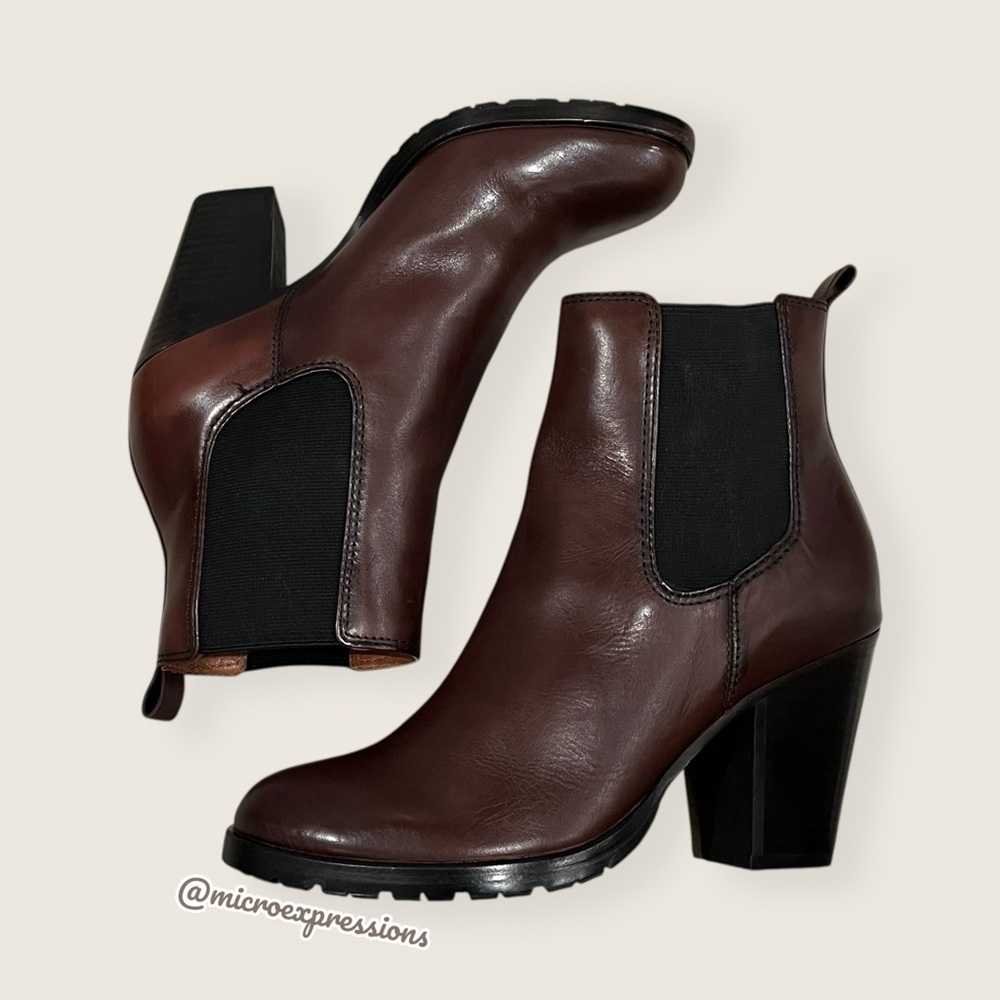 Frye Tate Chelsea Brown Genuine Leather Moto Gore Stretch Fall/Spring Ankle Boot - Picture 11 of 13